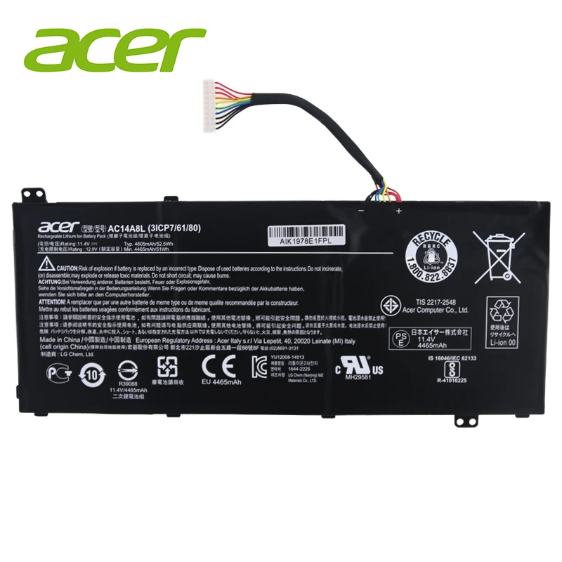 AC14A8L ноутбук Батарея для acer Aspire VN7-571 VN7-571G VN7-591 VN7-591G VN7-791G KT.0030G. 001 аккумулятор большой емкости 11,4 V 4605 мА-ч