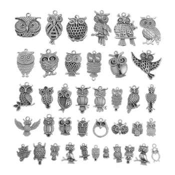 

40Pcs Vintage Alloy Old Look Mixed Animal Owl Pendants Handmade DIY Crafts Jewelry Making Accessory
