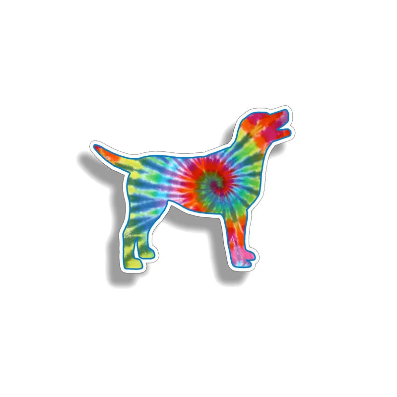 

New Waterproof Tie Dye Labrador Dog Cover Scratch Color Car-Sticker and Decals for Bumper Cover scratches Interior PVC15*12cm