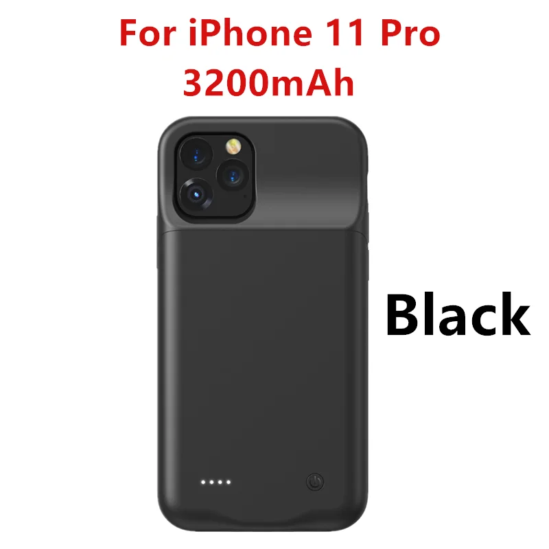 Новые чехлы для iPhone 11 Pro Max внешний аккумулятор чехол-аккумулятор для iPhone 11 Pro зарядное устройство чехол для аккумулятора - Цвет: Black For 11 Pro