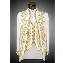 XS-4XL мужские классические костюмы из двух предметов с вышивкой дворца сценический для певца свадебные костюмы последние куртки жилет Дизайнерский Костюм Homme