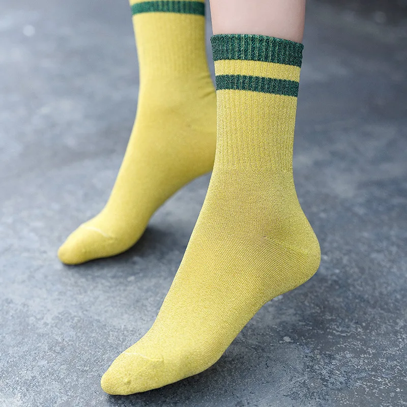 

Cotton Women Socks 2019 Autumn New Socks Comfortable Elastic Striped Motion Non-slip Color Socks Women Winter Korea Style