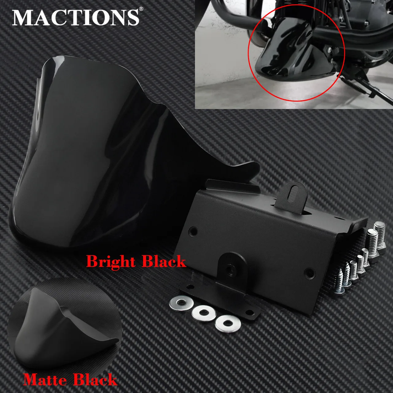 Motorcycle Front Bottom Spoiler Mudguard Air Dam Chin Fairing Black For