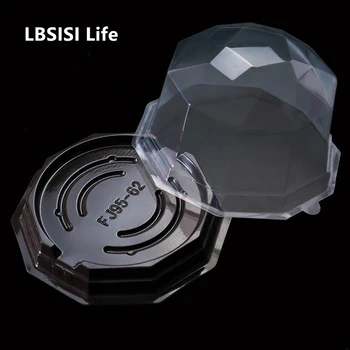 

LBSISI Life 100sets Thicker Cake Mousse Cupcake Boxes Container Diamond Shape Plastic Packaging Mooncake Holder With Lid