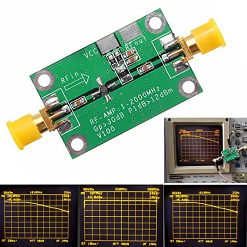 1-2000MHz 2Ghz Low Noise LNA RF Broadband Amplifier Module 30dB HF VHF/UHF