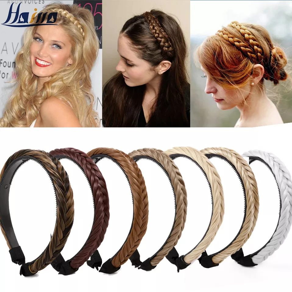 Non-slip Headbands Braided Twisted Hairbands Pearl Head Bands For
