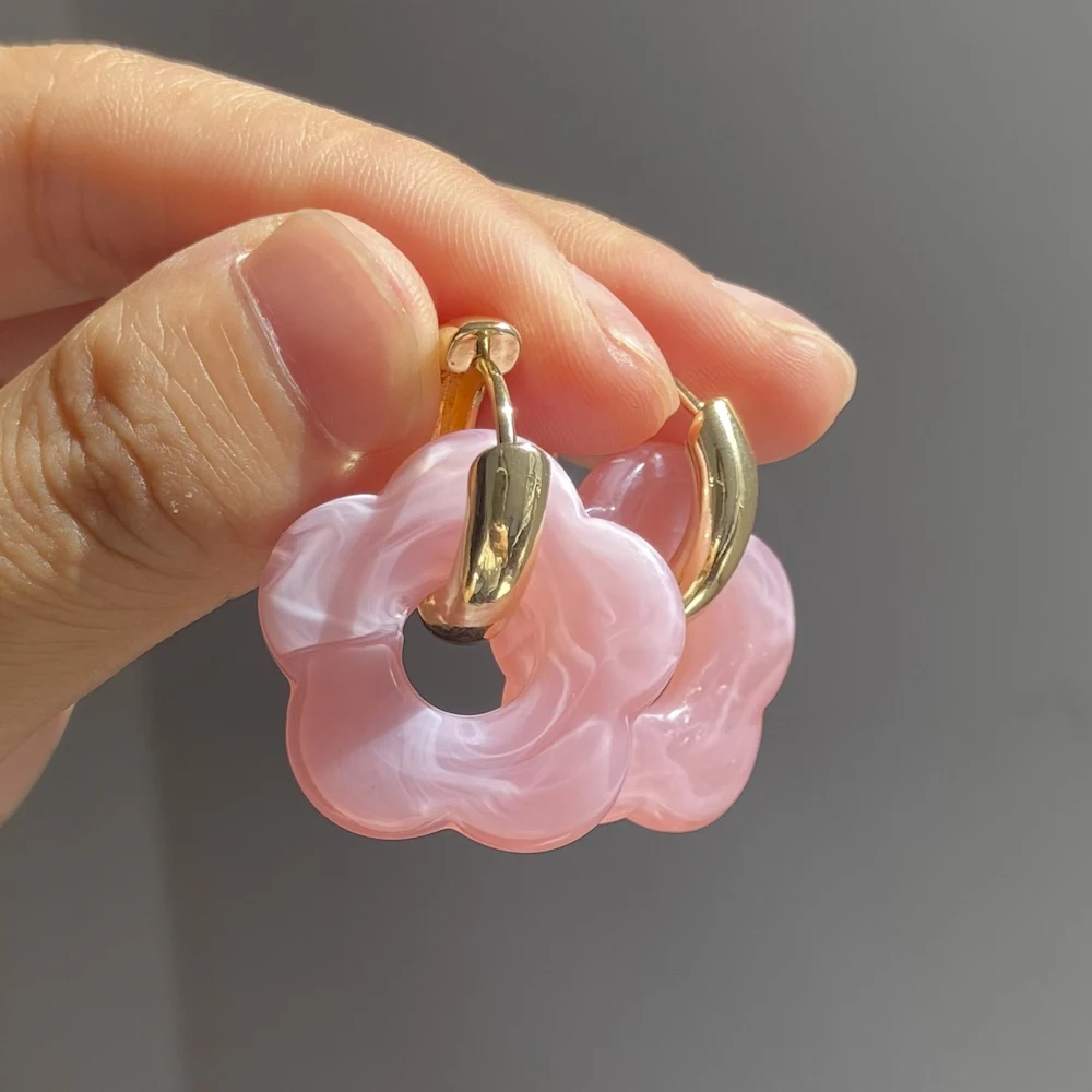 Dangle earrings drop earrings flower earrings pendant earrings Lost Lady Korean fashion cute resin small flower drop earrings for women statement pendant earring girl fashion jewelry