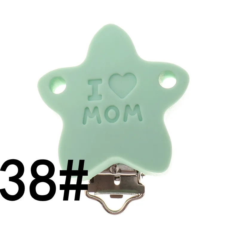 ATOB10PCS соска клип I LOVE MOM»(«Я люблю маму») силиконовый Прорезыватель для зубов DIY Уход за пустышки для младенцев, клипы на цепи без добавления бисфенола А Держатель для пустышки детские подарки