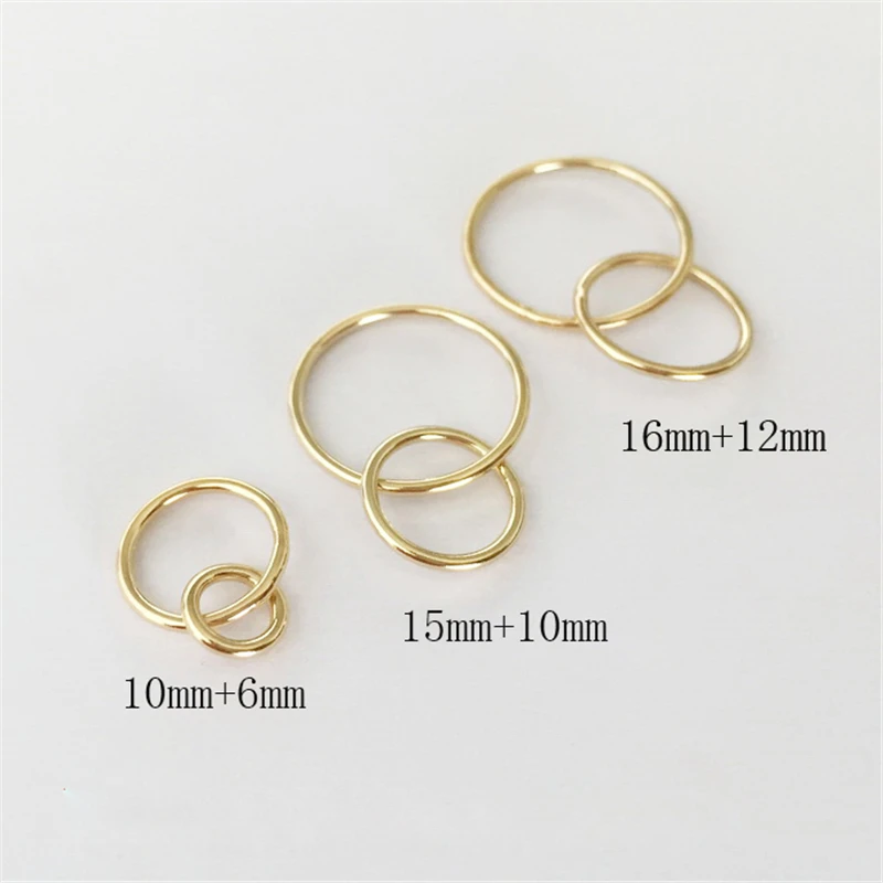 14K Gold Filled Interlocking Rings Charm 10MM/15MM/16MM Gold Pendant For Bracelet Necklace Earring DIY Jewelry Findings
