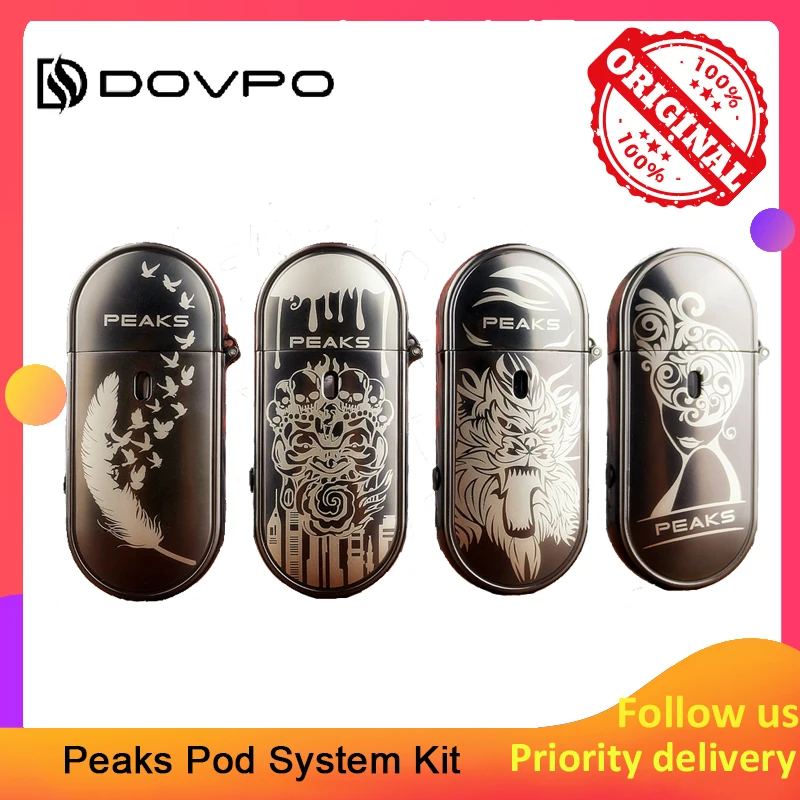 

Dovpo Peaks Pod System kit 650mAh built-in battery 2ml Zinc Alloy & PCTG material Vape Electronic Cigarette Kit vs Aurora Play