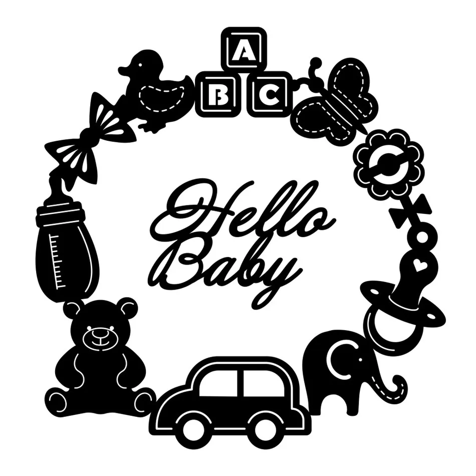Eastshape Hello Baby металлические режущие штампы, игрушечные машинки, слон, круг для изготовления открыток, скрапбукинг, тиснение, трафареты, ремесленные штампы