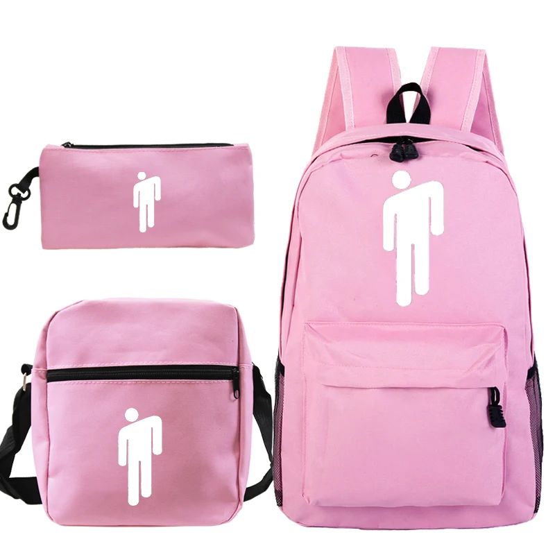 Подростковый комплект для девочек, рюкзак Billie Eilish, сумка на плечо, для студентов, школьная сумка с пеналы для ручек и мессенгербэг
