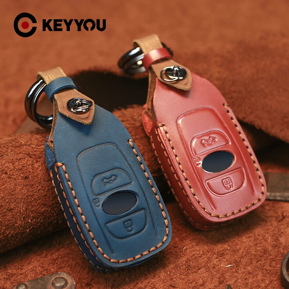 KEYYOU Protector Keychain Keyless For Subaru Forester Impreza Outback WRX BRZ XV Crosstrek Genuine Leather Car Key Case Cover | Автомобили