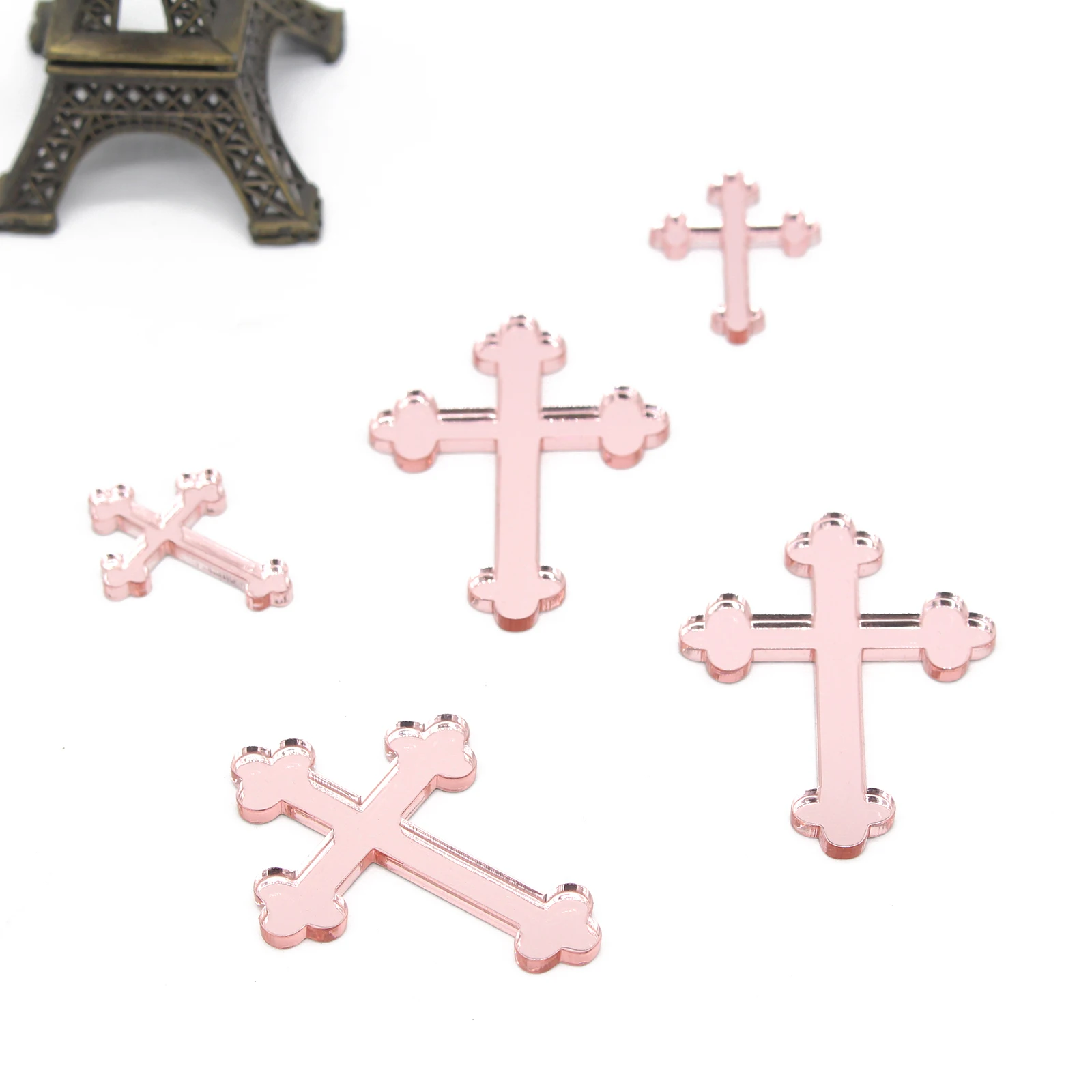 96 шт. лазерная резка розовое золото зеркальные кресты на заказ вечерние