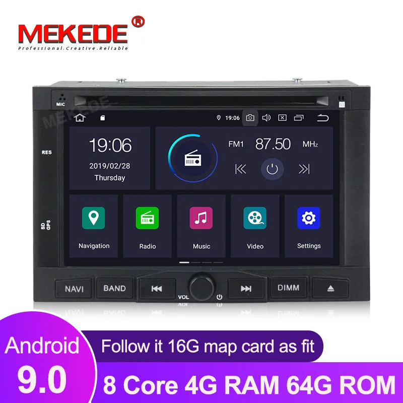 Android 9 0 4 + 64G Автомобильный dvd плеер для Peugeot 307 2002 2010 207/3008 2009 2011 с GPS навигацией