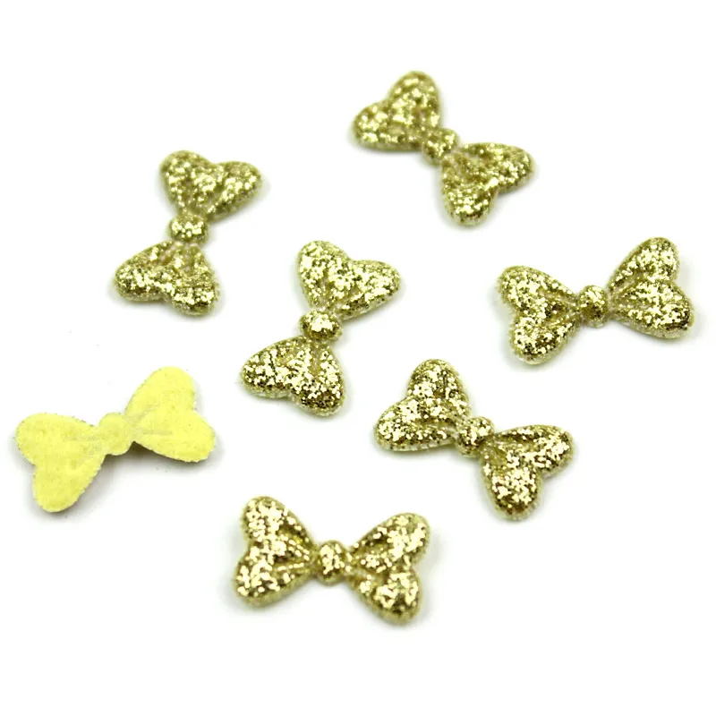 Gold 80 шт, 0,9*1,5 см, красочные блестящие Аппликации в форме банта для детей, BB клип, поставка головных уборов, сделай сам, ремесло, Декор - Цвет: Gold
