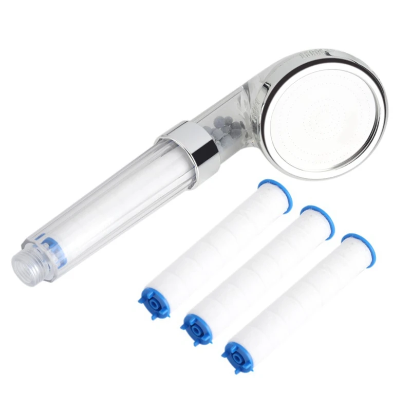 

1 Set Negative Ions Bathroom Handheld Shower Water Saving Head Set with 3 Filters High Pressure Portable Shower Head Hand Show