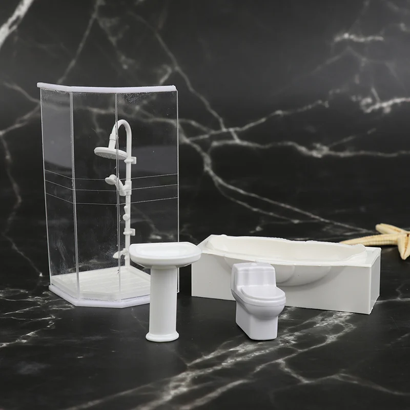 Dollhouse Miniature Bathroom Bath Shower Tap Waterfall Shower Model Toy LTA 