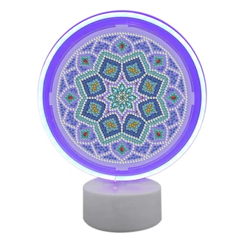 

DIY Diamond Painting Led Light 5D Diamond Embroidery Light Home Neon Decoration Blue Flower