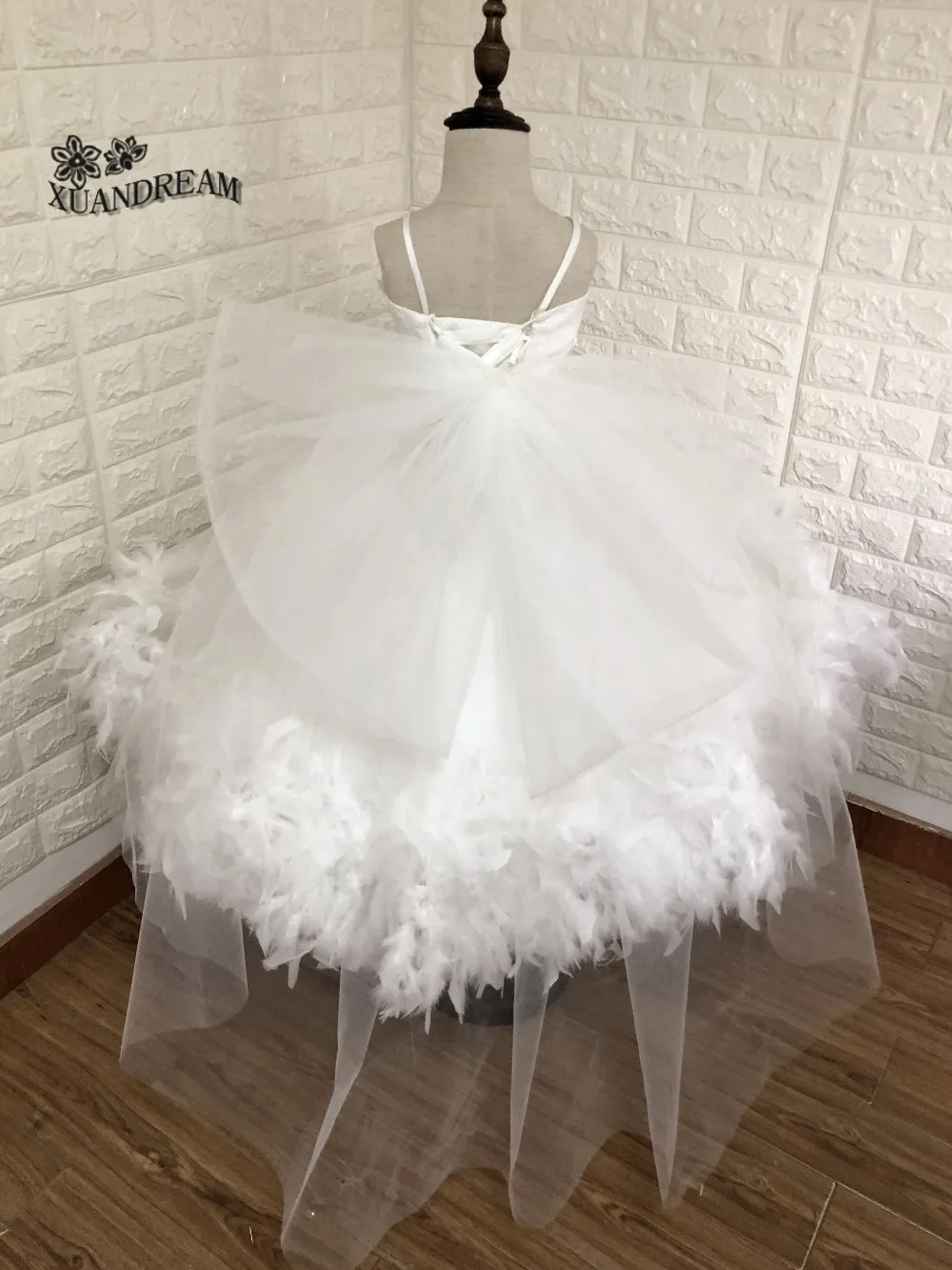 Красивое детское платье primera comunion vestidos de primera comunion, Пышное Бальное Платье с перьями и цветами, платья для девочек XD-125