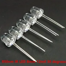 10 шт./лот 8 мм 850nm ИК светодиодный инфракрасный диод лампа для видеонаблюдения Аксессуары безопасности и защиты системы мониторинга 30 градусов