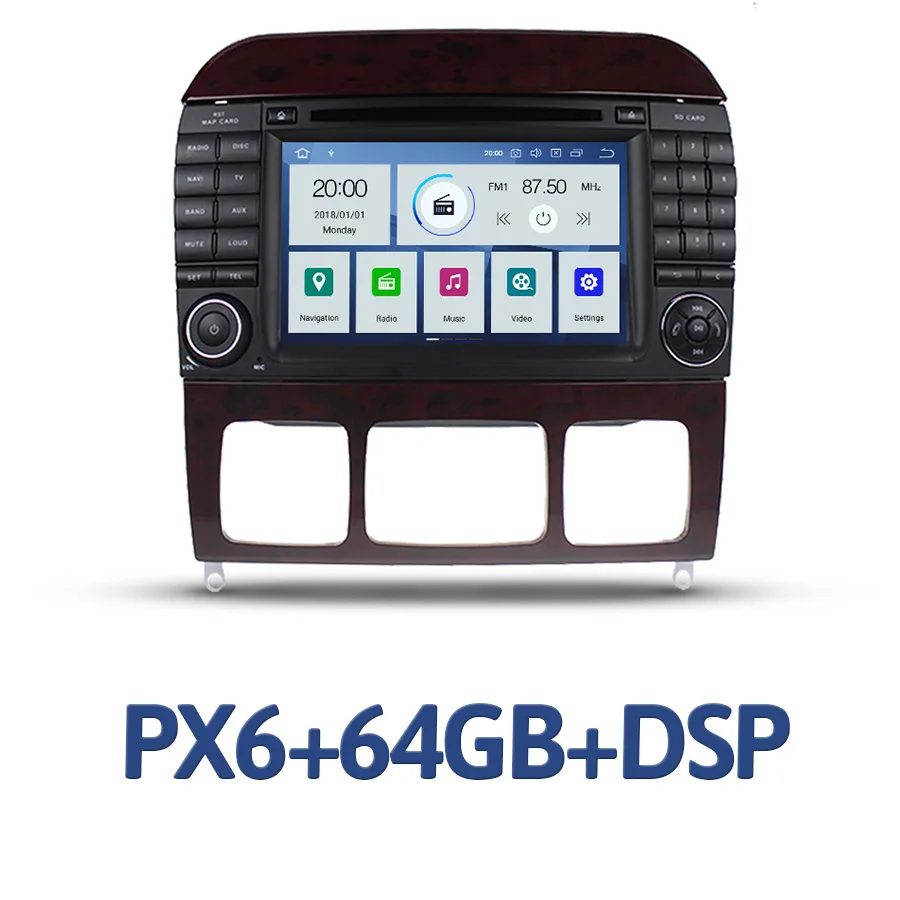 PX6 DSP PX6 DSP ips Android 9,0 4 Гб+ 64 ГБ Автомобильный dvd-плеер Bluetooth 4,2 RDS радио gps карта Wifi для Benz W220 S400 S420 S430 W215 CL600 - Цвет: PX6 DSP