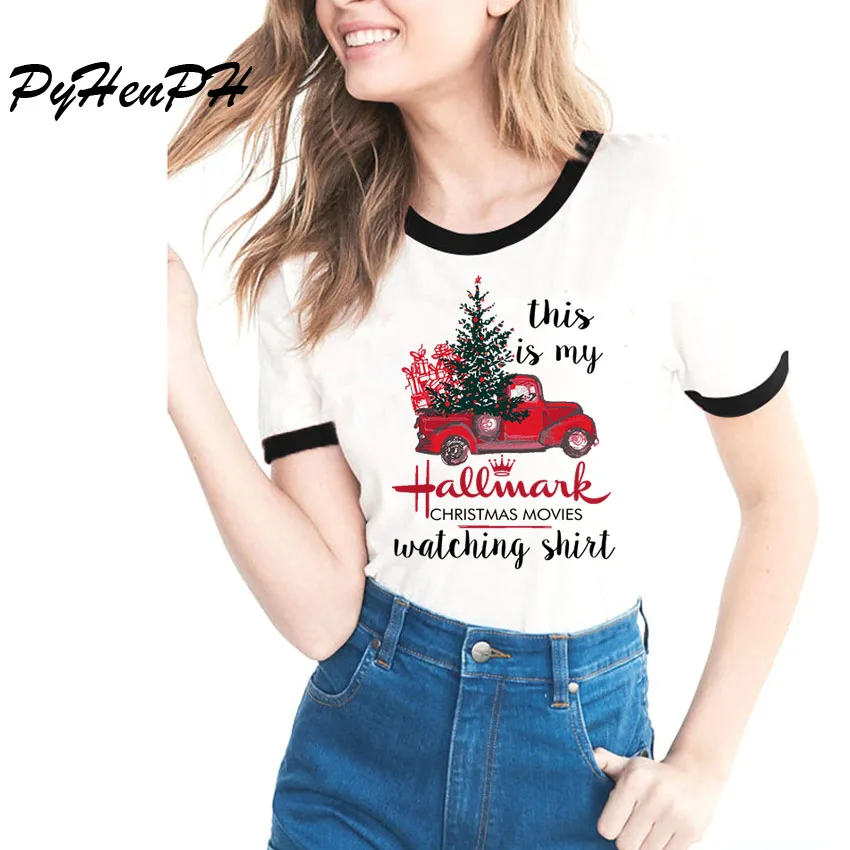 This Is My Hallmark Christmas Movies Watching Shirt Женская классная футболка с рождественским дизайном Винтажная Футболка летний топ - Цвет: C2
