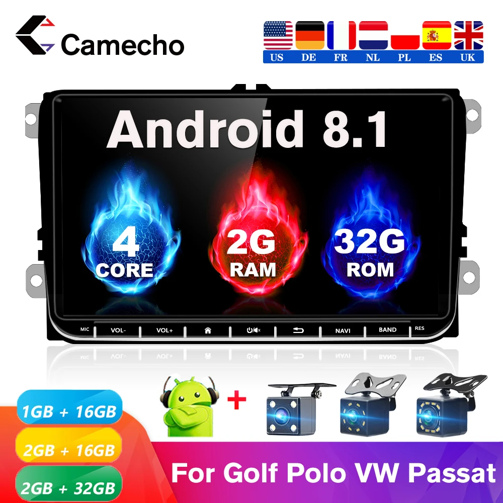 

Автомагнитола Camecho, 2 Din, Android, GPS, стерео, мультимедийный плеер для VW/Volkswagen/Golf/Polo/Passat/b7/b6/Skoda/Seat/Octavia/Tiguan
