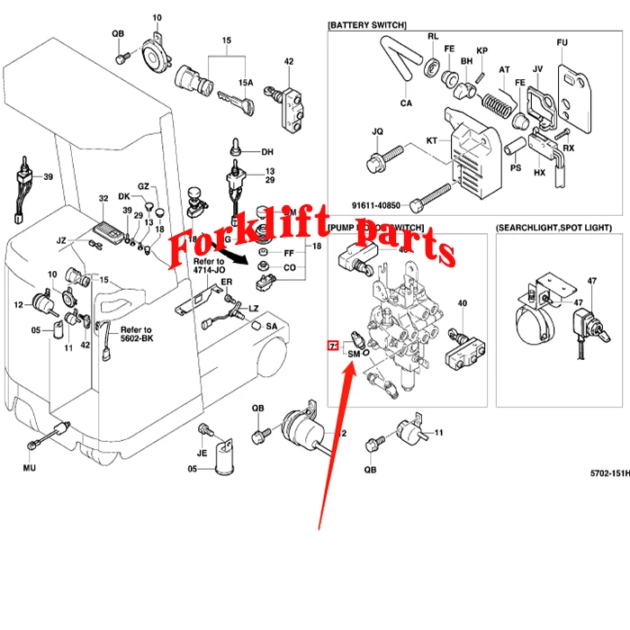 Forklift parts used for TOYOTA 8FB/7FBE/7FB10/20/30 Pressure sensor switch with 58840-26600-71