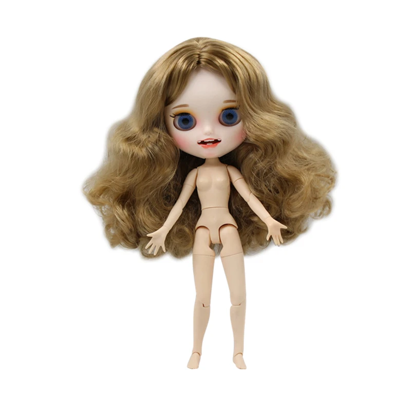 Forturn days 1/6 bjd doll 19 joint body 230BL9400 golden long curly hair new matte face with eyebrows smiling face gift toy