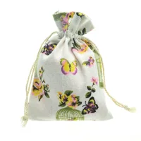 50 Teile/los Hohe Qualität Baumwolle Schmetterling Blume Kordelzug Taschen Verpackung Beutel Für Süßigkeiten Schmuck