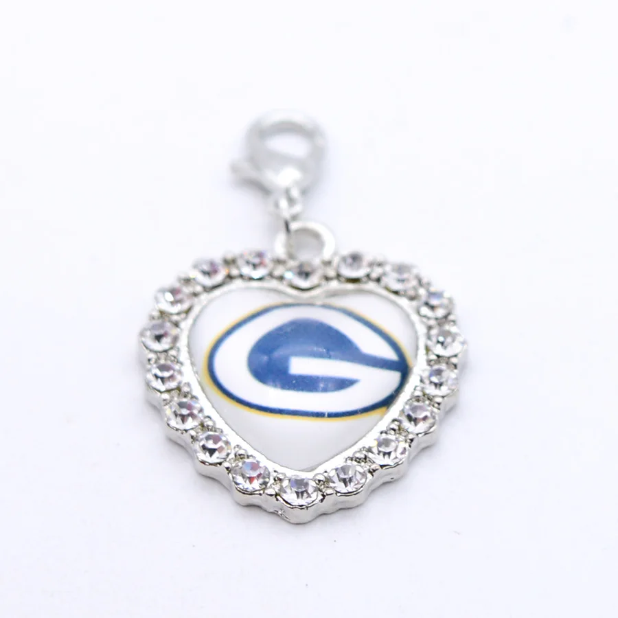 Посеребренный Серебряные подвески, стразы, амулеты Green-Bay Packers, амулеты для браслета, ожерелья для женщин, мужчин, фанатов футбола, Paty Fashion - Окраска металла: Посеребренный