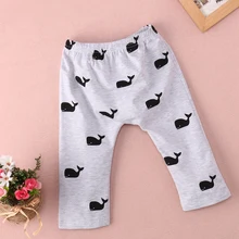 Pudcoco/Одежда для новорожденных мальчиков и девочек; милые хлопковые мягкие длинные штаны с принтом Кита; брюки; леггинсы; 0-3Y