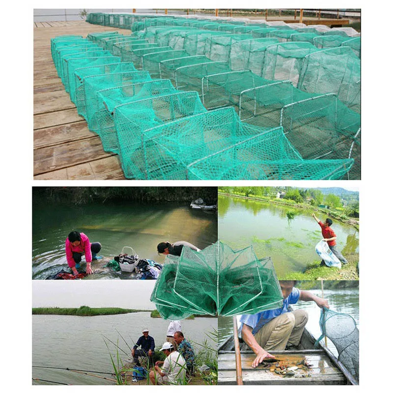 Gaiola de Camarão Portátil para Caranguejo Pesca Catcher Armadilha Dobrável Lagostim Jan88 Net 8 Gaiola de camarão pesca net catcher armadilha