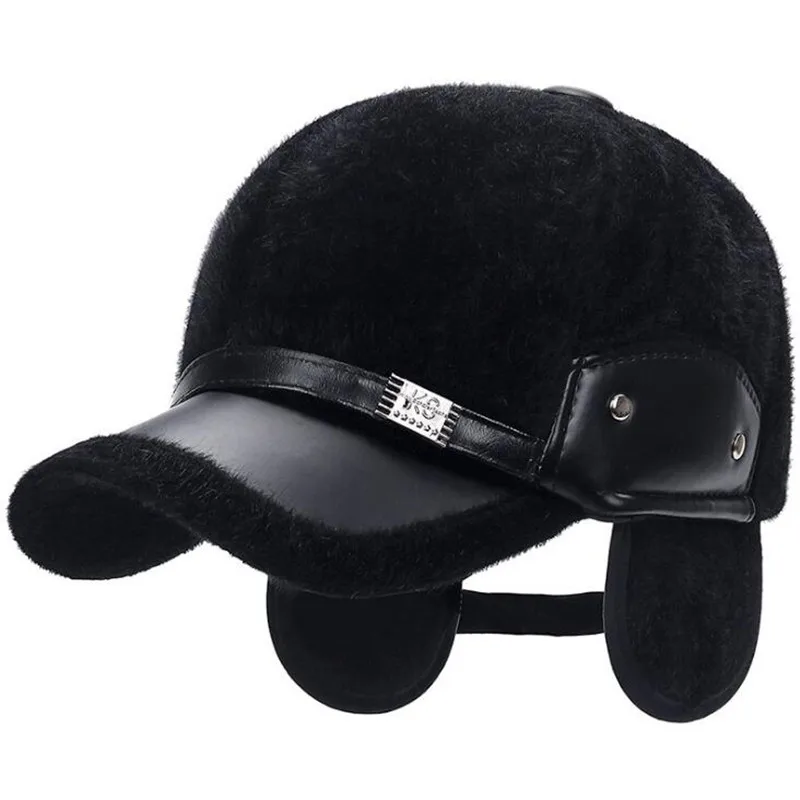 SHALUOTAOTAO Dad's Hat Winter Thermal Thicken Earmuffs Baseball Cap For Men Adjustable Size Fashion Imitation Hair Leisure Caps