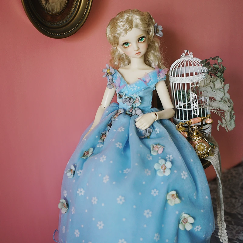 BJD синее платье кукла длинное платье+ носки для 1/6 1/4 1/3 BJD гигантские аксессуары для куклы костюм BJD одежда с цветами