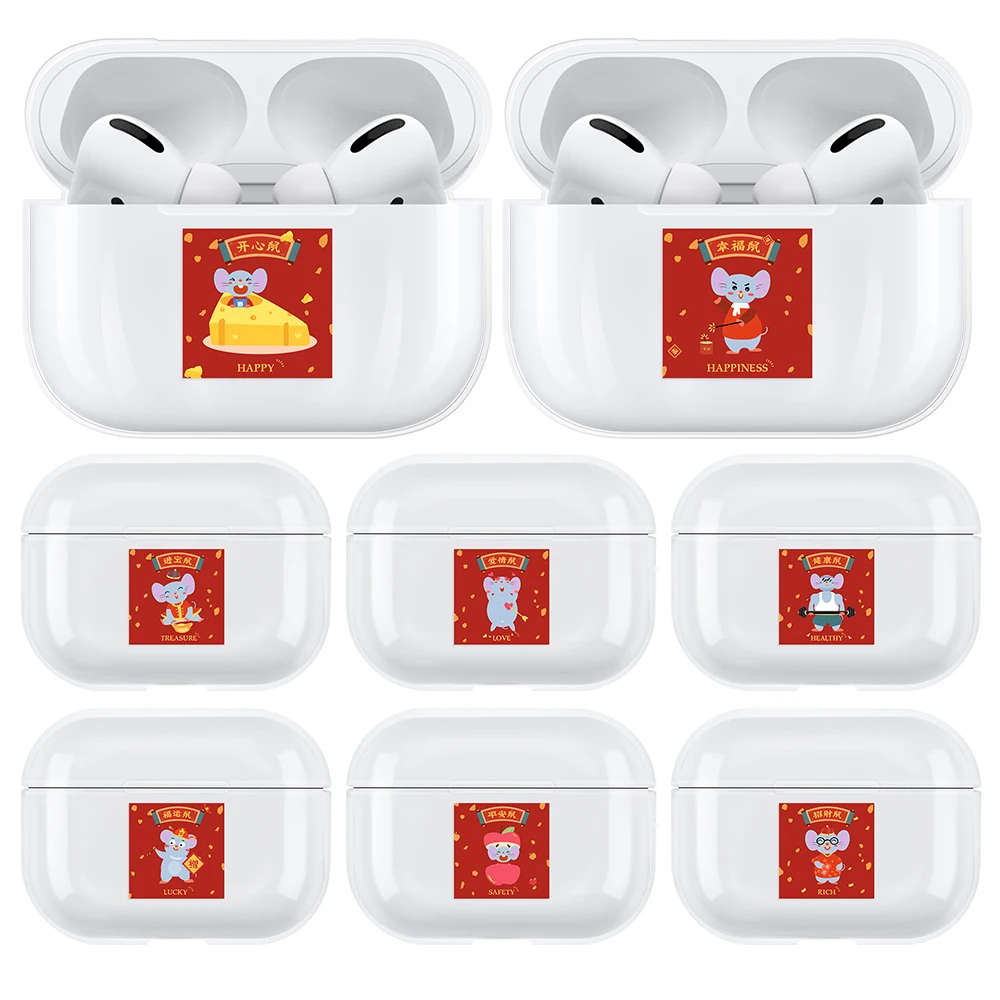 Чехол для наушников Airpods Pro 2019 с милым мультяшным рисунком мыши жесткий защитный
