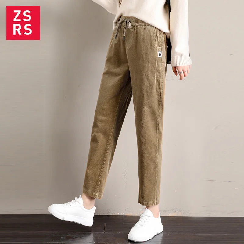 Осенне-зимние вельветовые брюки женские шаровары большого размера 3XL с