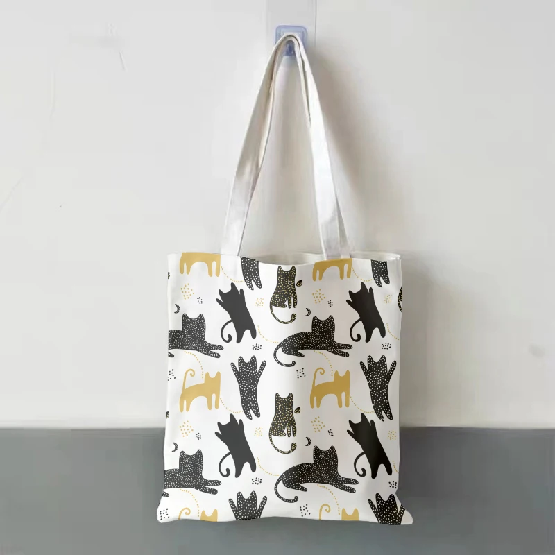 New Fashion Ladies Canvas Shoulder Bag Cute Animal Pink Sweet Girl Handbag Casual Harajuku Light Storage Bag Funny Shopping Bag