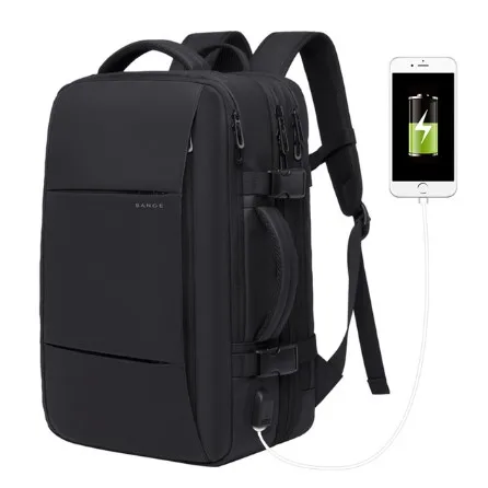 Black 40л большой емкости мужские расширяемые рюкзаки usb зарядка Мужские 17 дюймов сумки для ноутбука водонепроницаемые деловые дорожные мужские сумки - Цвет: Black