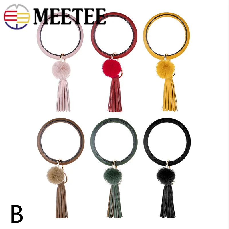 Meetee 2 шт. модный PU браслет Kaychain кольцо для ключей Подвеска Пряжка DIY ручной кошелек анти-потеря кисточка крючок украшения Аксессуары