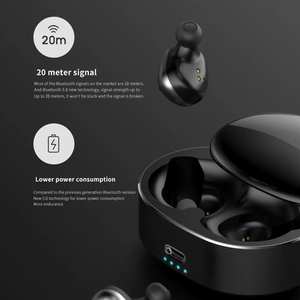 New T50 Low Power Wireless Compact Tws5.0 Touch Double Call Wireless Headset Rotating Charge Box Headset