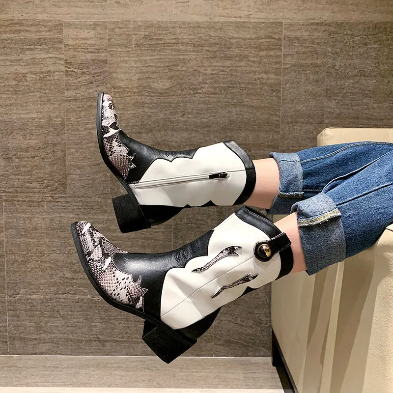 Stylesowner/; женские Ботинки martin из натуральной кожи в стиле ретро; универсальные удобные ботинки челси на толстом каблуке; зимние ботинки из змеиной кожи