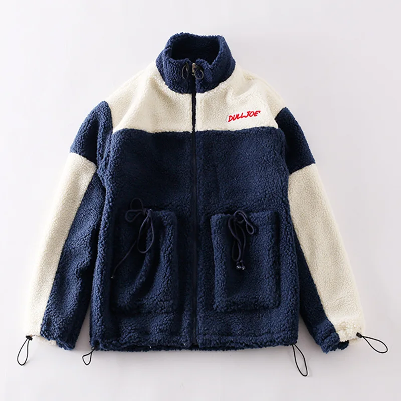 Цвет блока лоскутное флисовая куртка Для мужчин марка NEW FASHION Hi Street негабаритных Свободная куртка пальто мужской R2087 - Цвет: blue