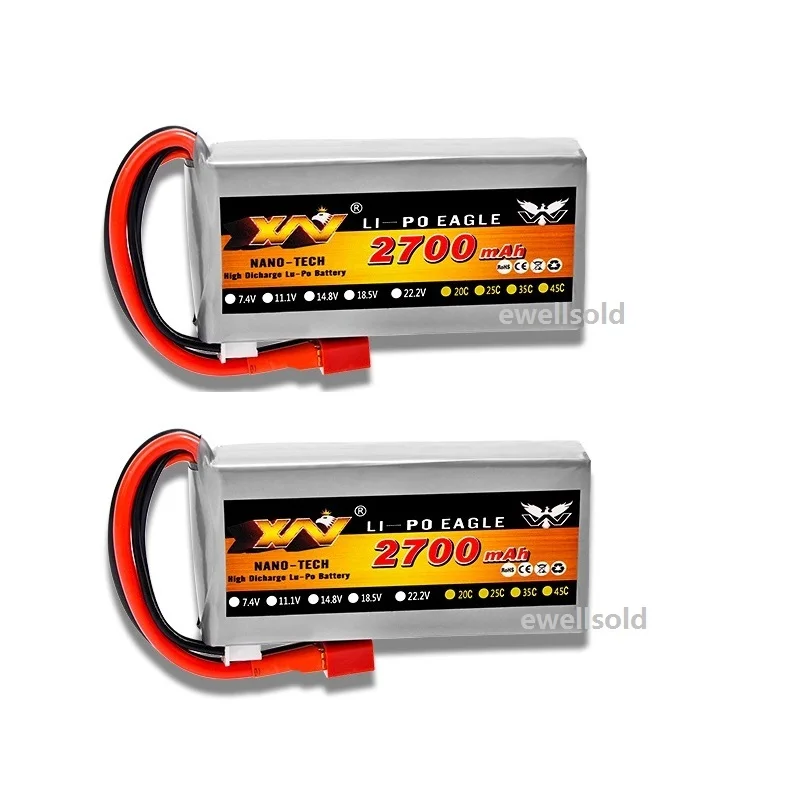 Ewellselling 1-3 шт. RC Lipo батарея 2s 7 4 В 2700 мАч 40C Макс 60C для Wltoys 12428 12423 Радиоуправляемая