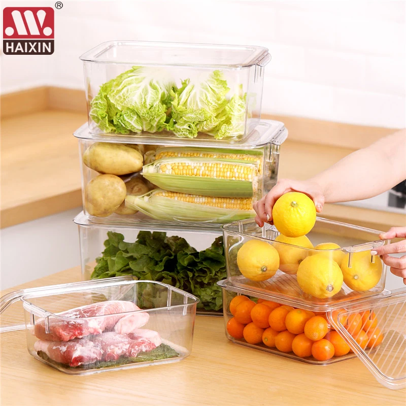 PET Refrigerator Food Storage Containers With Lid Kitchen Separate Freezer  Seal Bin For Vegetable Fruit Meat Fresh Box Organizer