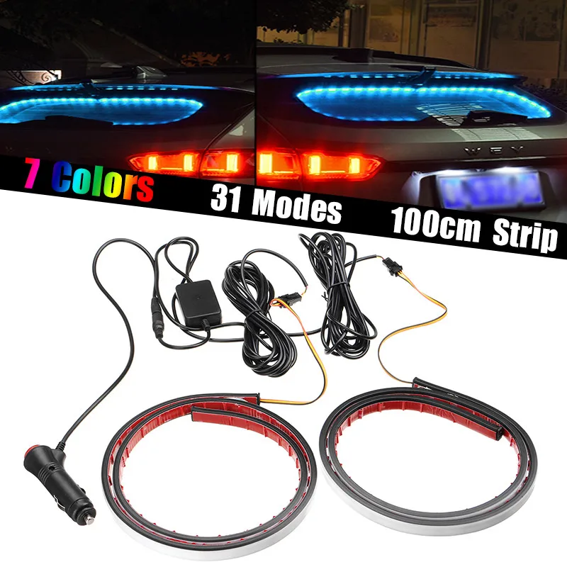 NEW Colorful RGB Flowing Flashing Third Brake Light LED Rear High Mount Stop Signal Lamp 12V Car Styling Window atmosphere light