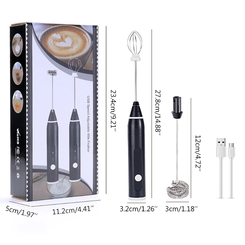 Electric Mixer Blender Milk Frother Handheld Charging Stainless Bubble Maker Whisk for Coffee Cappuccino Food Supplement 425B