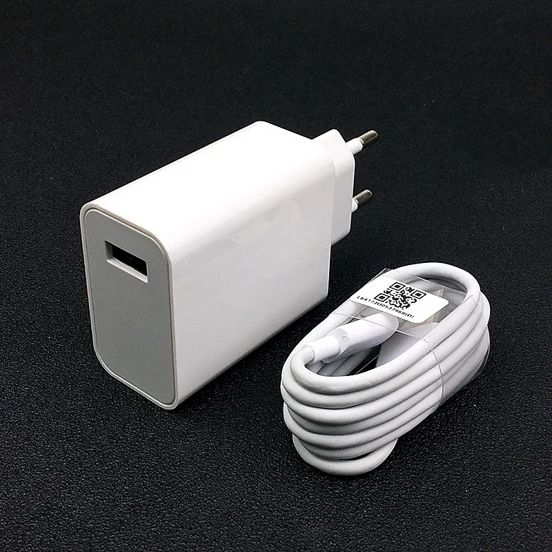 EU charger and cable Xiao mi зарядное устройство 27 Вт QC 4,0 ЕС быстрая турбозарядка адаптер питания usb для mi 9 se 9t pro a3 max 3 redmi note 7 8 pro note 10 - Тип штекера: EU charger and cable
