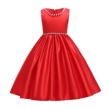 Платье принцессы для маленьких девочек; элегантные однотонные платья без рукавов для девочек; пышное платье подружки невесты; платье для дня рождения; свадебное платье